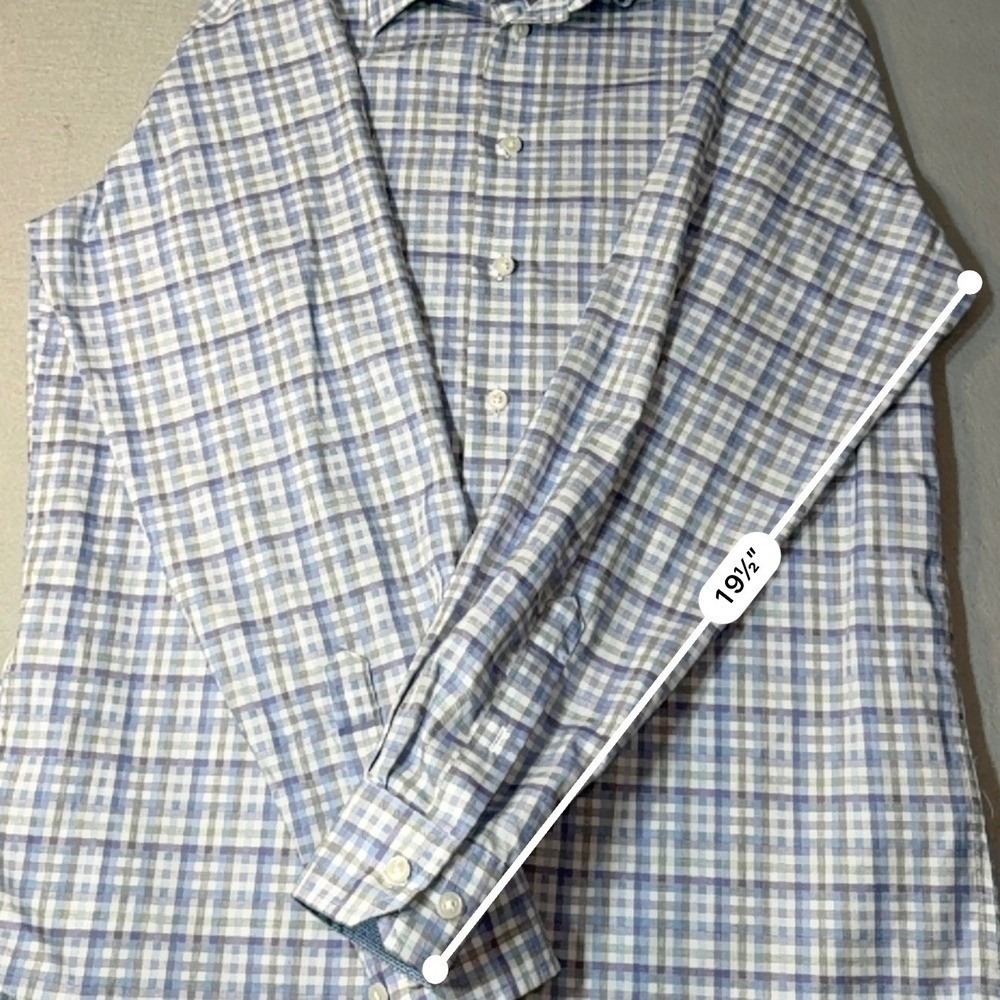 Egara Mens Blue White Plaid Non-Iron Cotton Button Down Business Casual Shirt